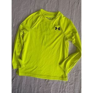 Under Armour Boys YXS Neon Yellow Long Sleeve Athletic Performance Top